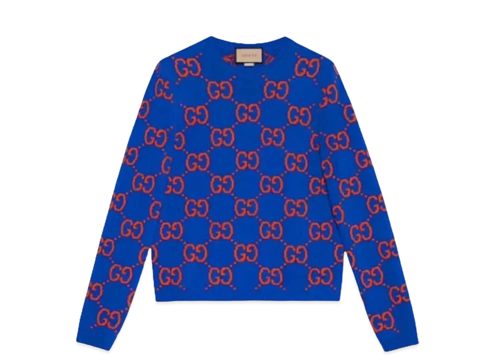 GUCCI Men's GG Knit Sweater "Blue/Red"