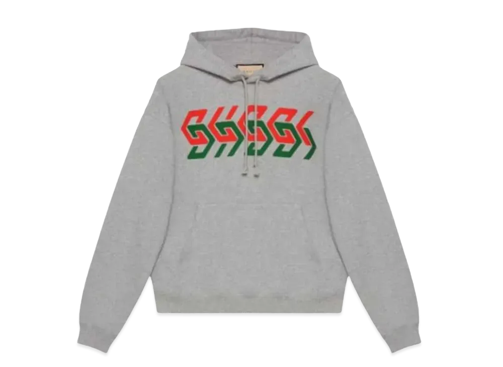 GUCCI Men's Chain Print Hooded Sweatshirt "Gray"