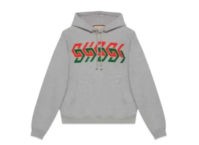 GUCCI Men's Chain Print Hooded Sweatshirt "Gray"