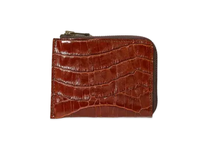 Needles Coin Case Crocodile Embossed Leather "Brown"