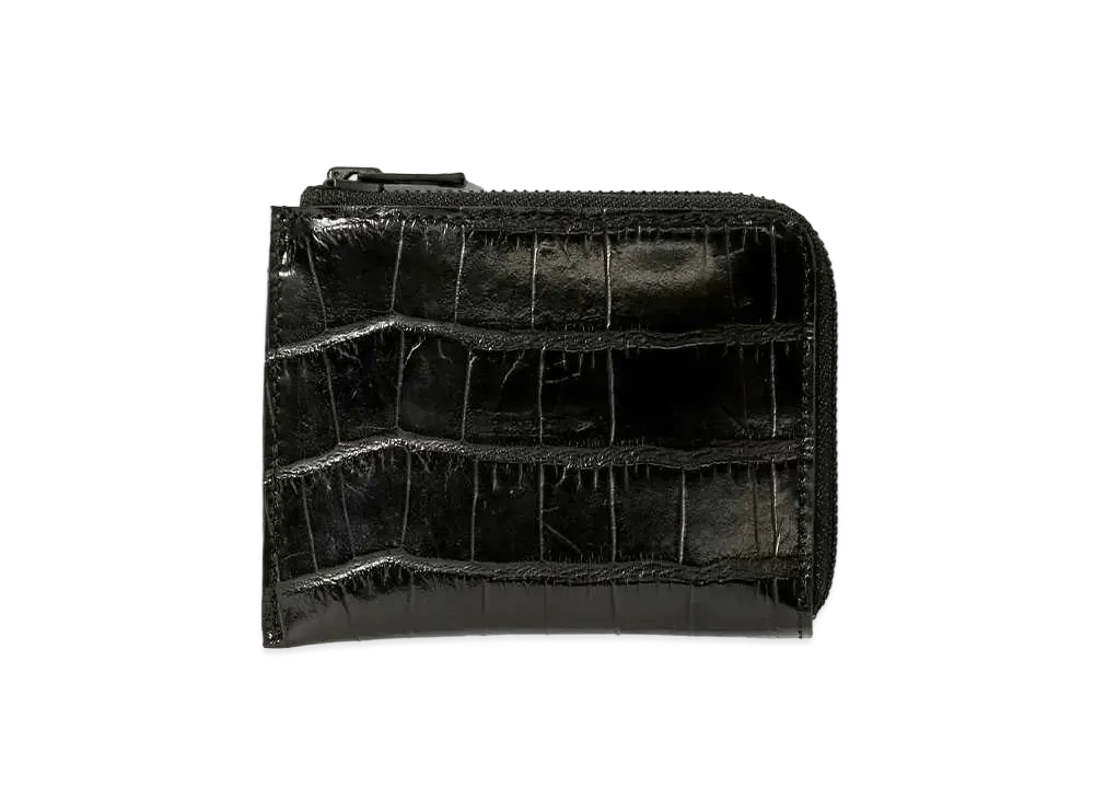 Needles Coin Case Crocodile Embossed Leather "Black"