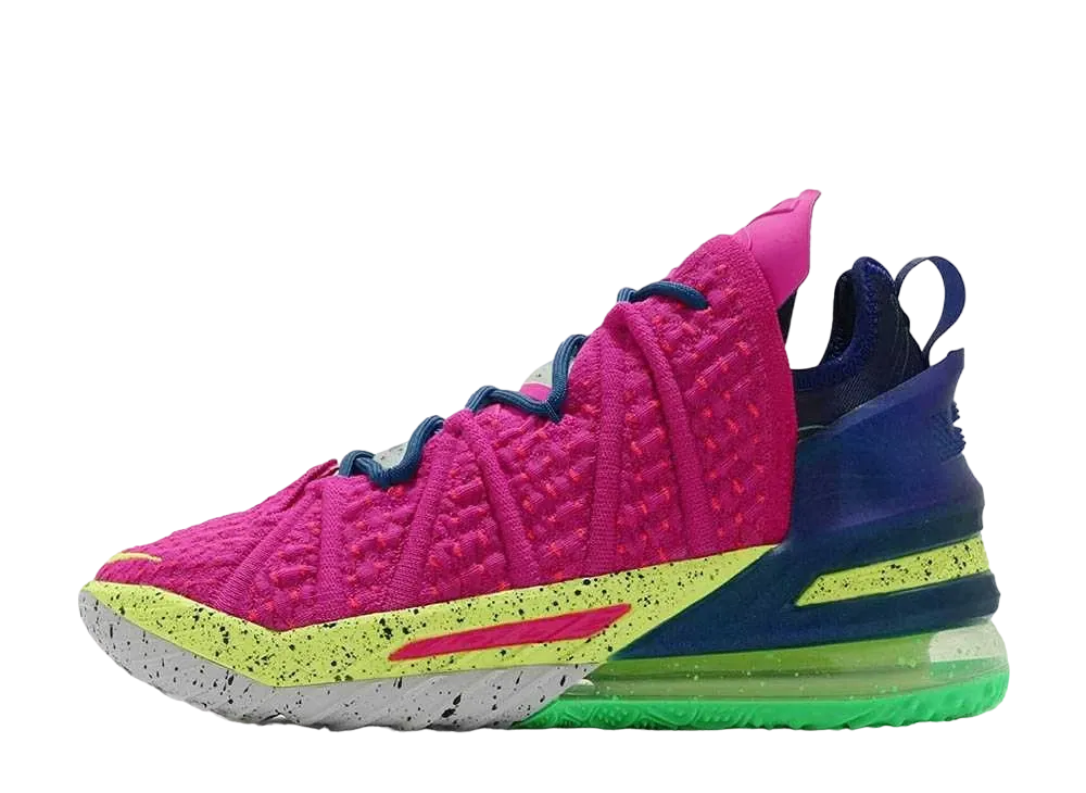 ナイキ レブロン18 "ピンクプライム/マルチカラー/ブルーボイド"