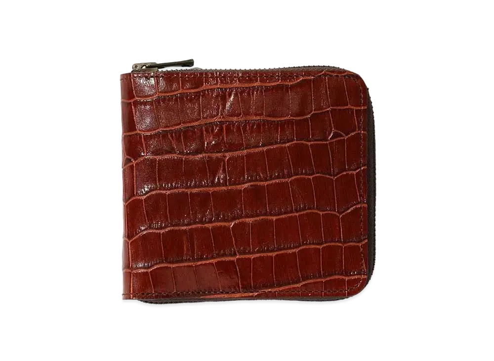 Needles Single Wallet Crocodile Embossed Leather "Brown"