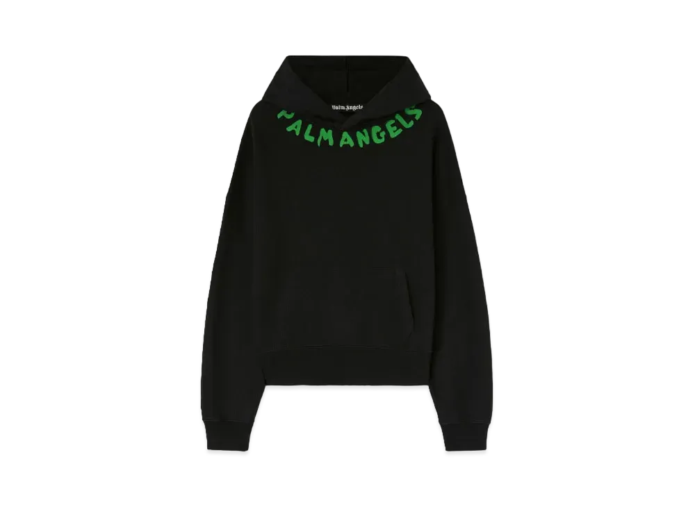 PALM ANGELS Logo Hoodie "Black/Green Fluo"