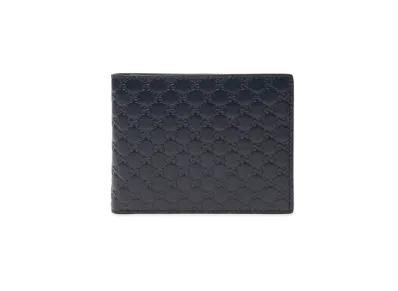 GUCCI Micro Guccissima Bi-fold Wallet "Navy"