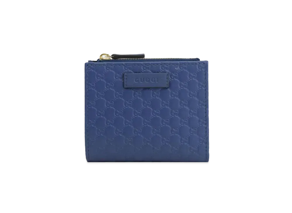 GUCCI Micro Guccissima Bi-fold Wallet "Blue"