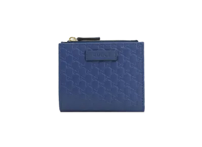 GUCCI Micro Guccissima Bi-fold Wallet "Blue"