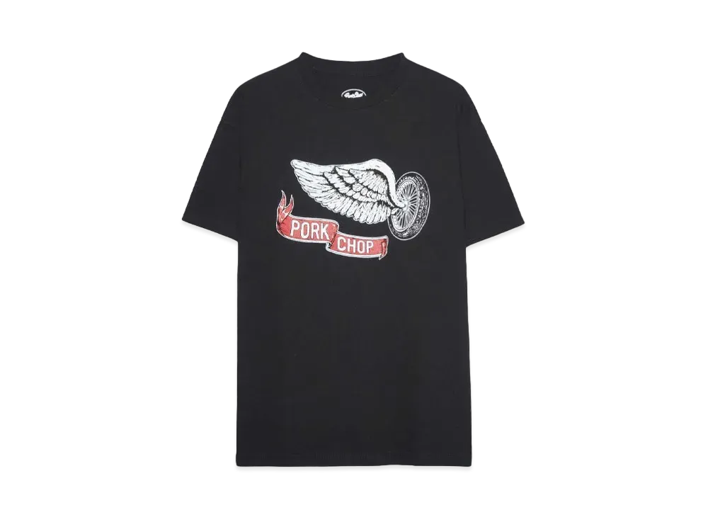 PORKCHOP x MASSES T-SHIRT FLYING WEEL P "BLACK"