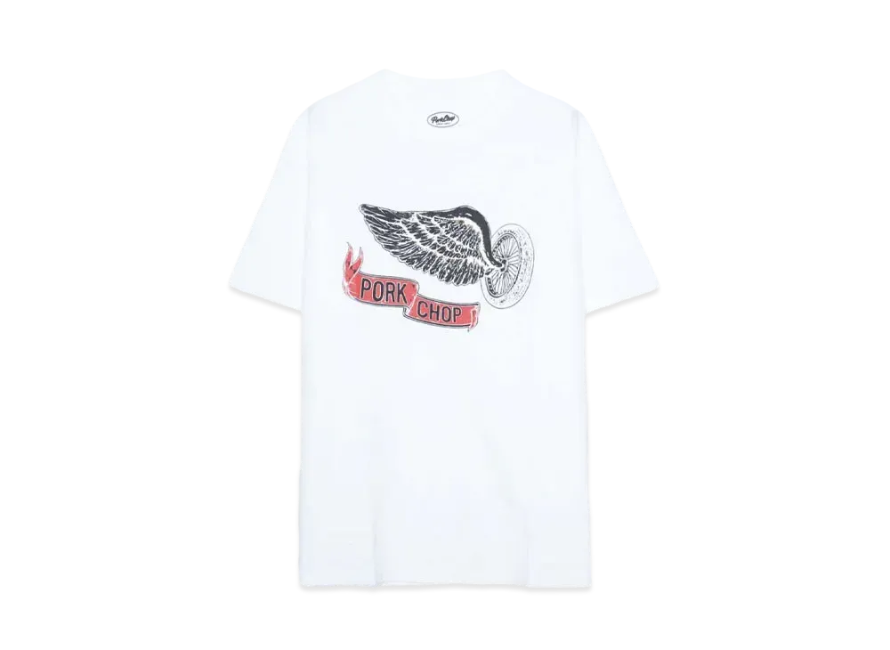 PORKCHOP x MASSES T-SHIRT FLYING WEEL P "WHITE"