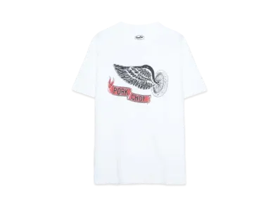PORKCHOP x MASSES T-SHIRT FLYING WEEL P "WHITE"