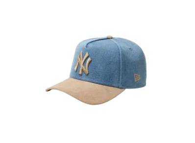 NEW ERA 9Forty A-Frame MLB Denim 2-Tone New York Yankees Suede Visor "Washed Denim/Khaki"
