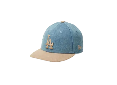 NEW ERA Youth LP 9Fifty MLB Denim 2-Tone Los Angeles Dodgers Suede Visor "Washed Denim/Khaki"