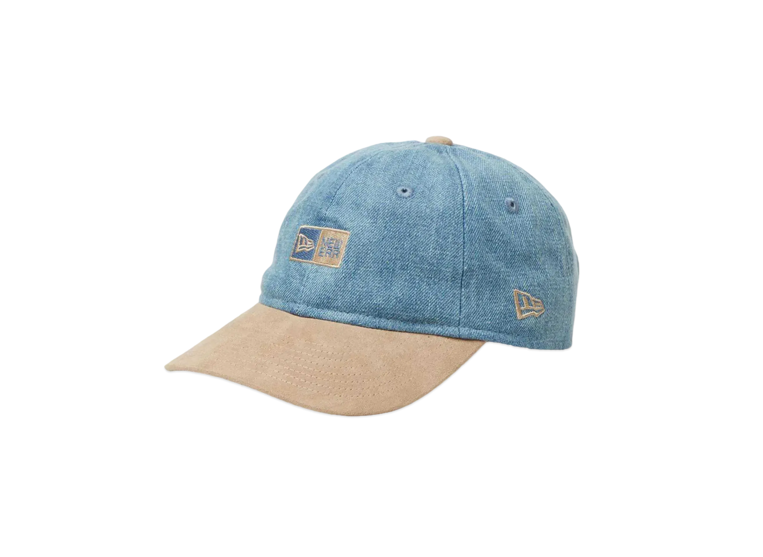 NEW ERA Youth 9Twenty MLB Denim 2-Tone Box Logo Suede Visor "Washed Denim/Khaki"