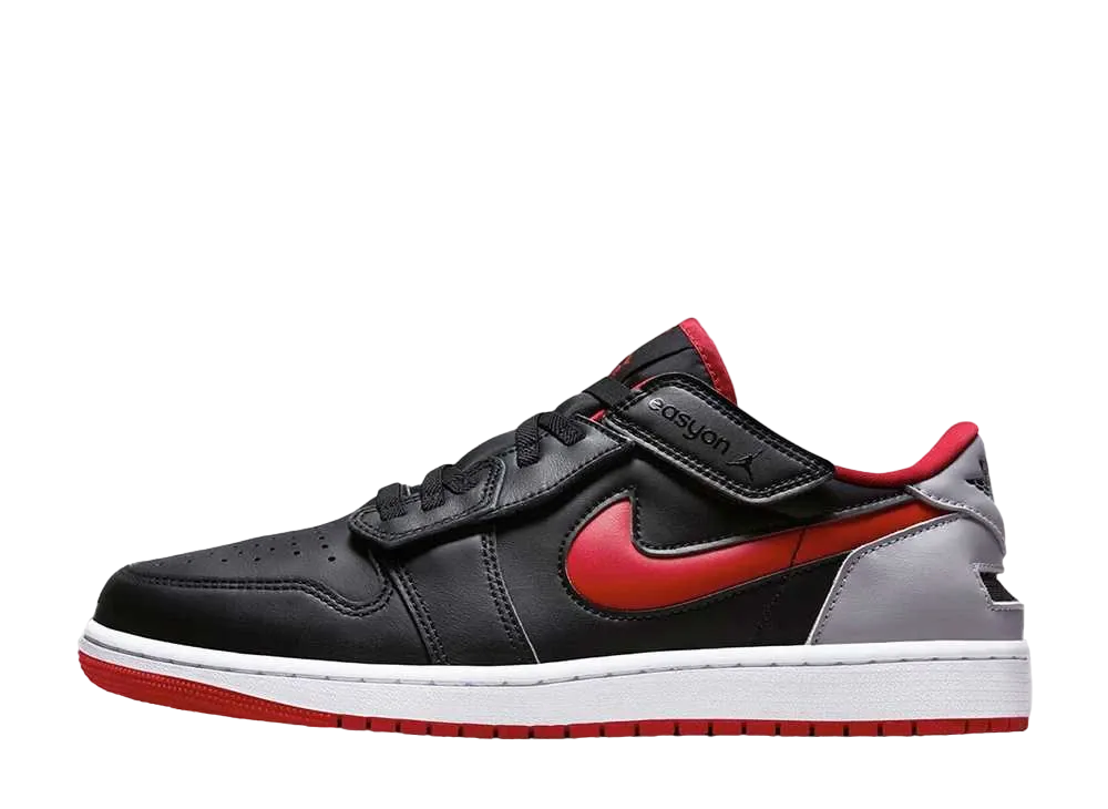 ナイキ エアジョーダン1 ロー イージーオン "ブラック/ファイヤーレッド/セメントグレー"