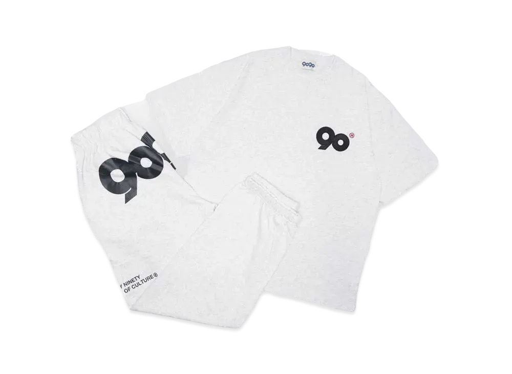 9090 90 Logo Tee Set-Up Pack "HEATHER WHITE"