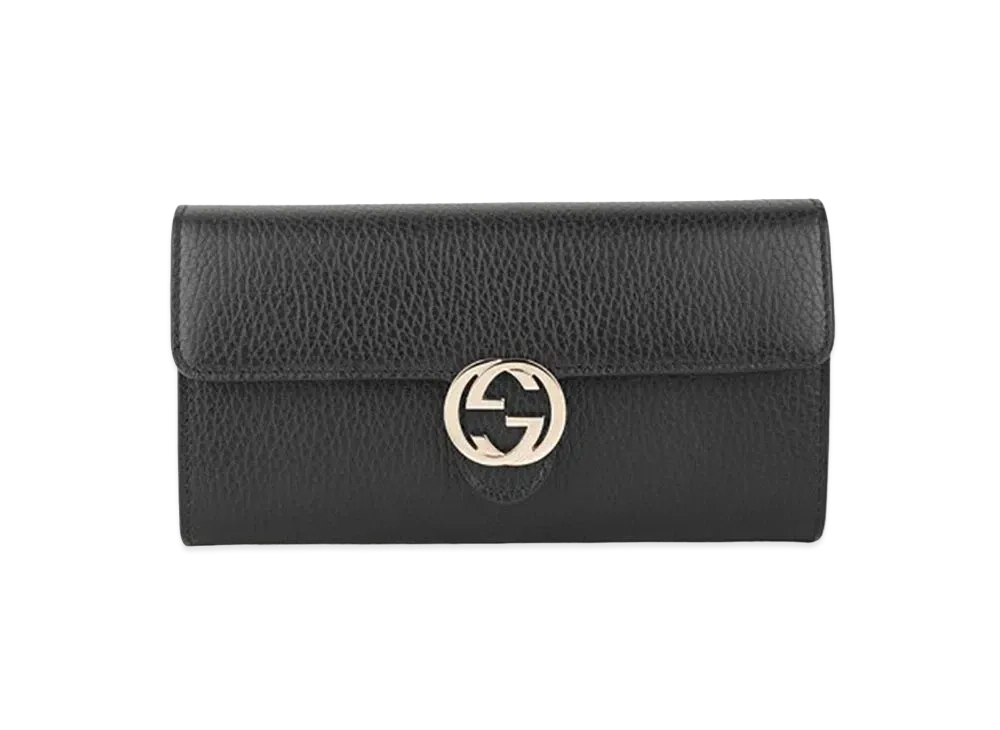 GUCCI Interlocking G Leather Long Wallet "Black"