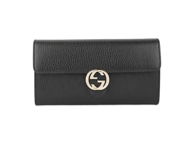 GUCCI Interlocking G Leather Long Wallet "Black"