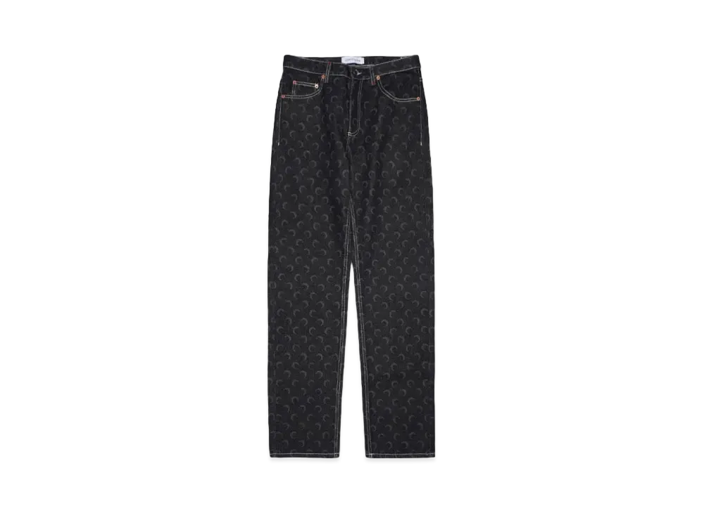 Marine serre MOON LASER DENIM LOOSE JEANS "BLACK"
