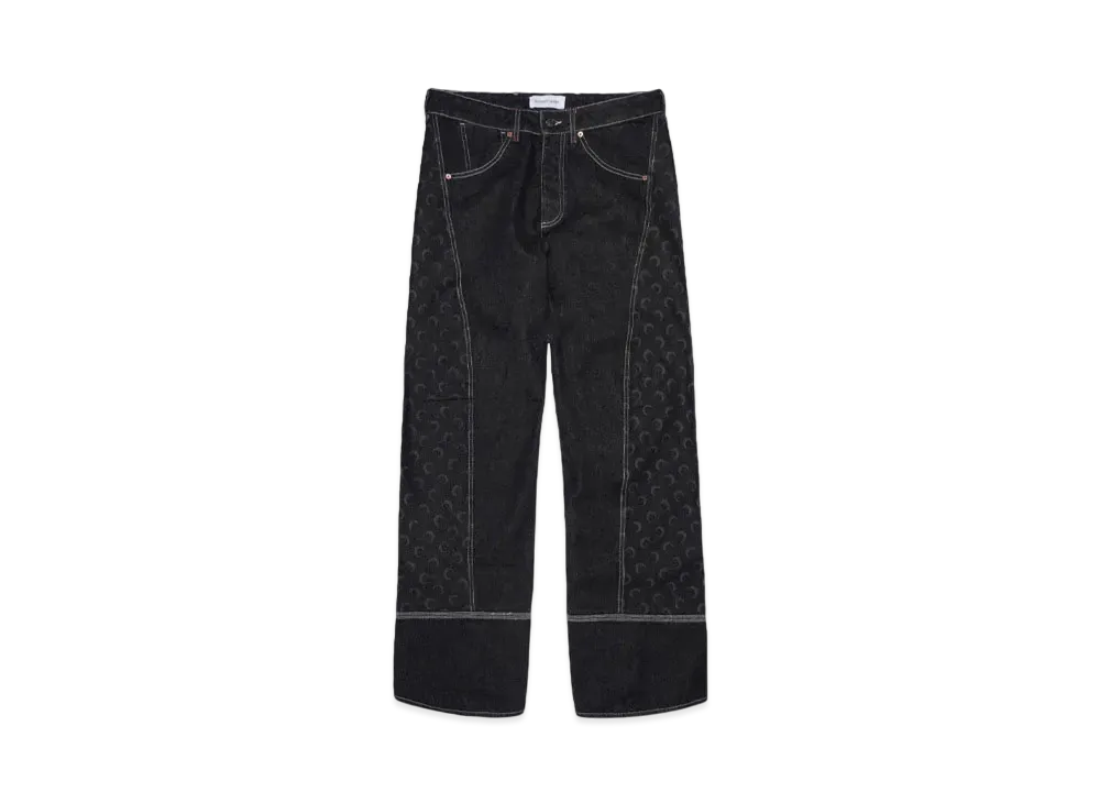 Marine serre MOON LASER DENIM CURVED JEANS "BLACK"