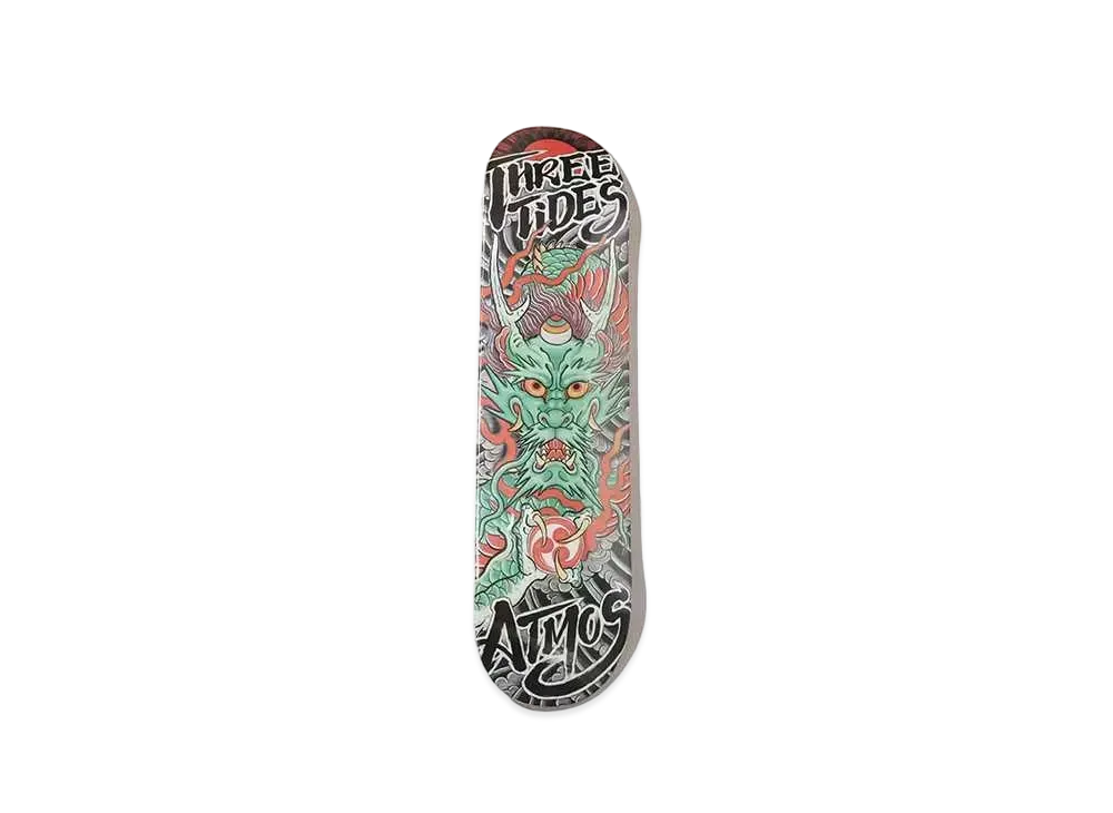 atmos x THREE TIDES TATTOO skateboard deck MUTSUO DRAGON "Multi"