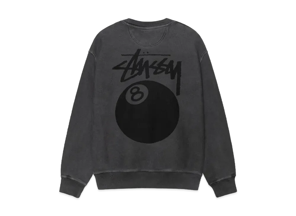 Stussy 8 Ball Pigment Dyed Crew "Black" (FA24)