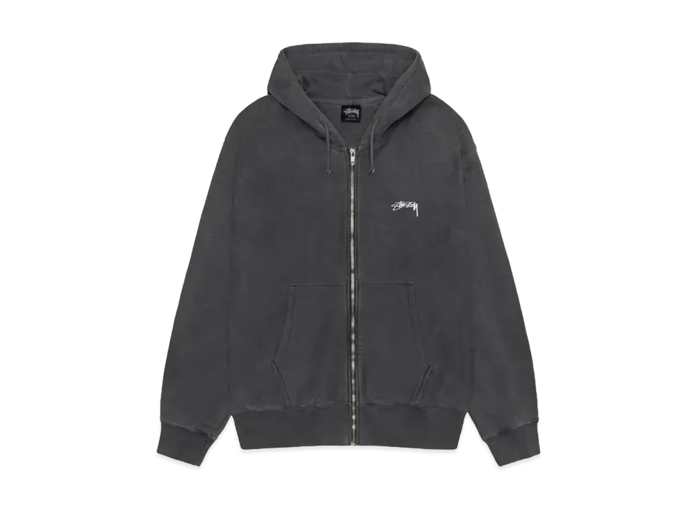 Stussy Smooth Stock Pigment Dyed Zip Hoodie "Black" (FA24)