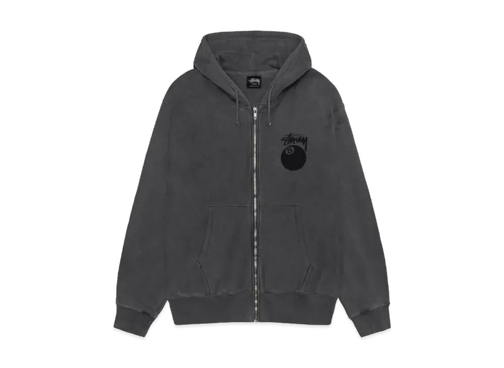 Stussy 8 Ball Pigment Dyed Zip Hoodie "Black" (FA24)