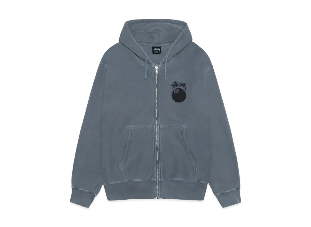 Stussy 8 Ball Pigment Dyed Zip Hoodie "Navy" (FA24)