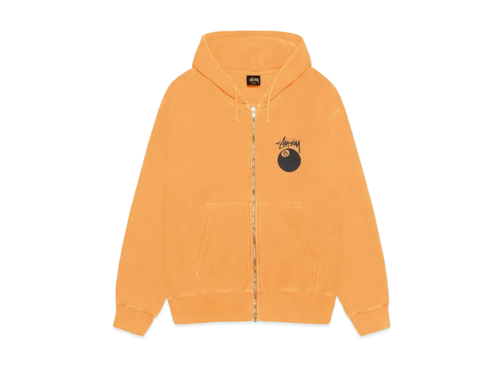 Stussy 8 Ball Pigment Dyed Zip Hoodie "Orange" (FA24)
