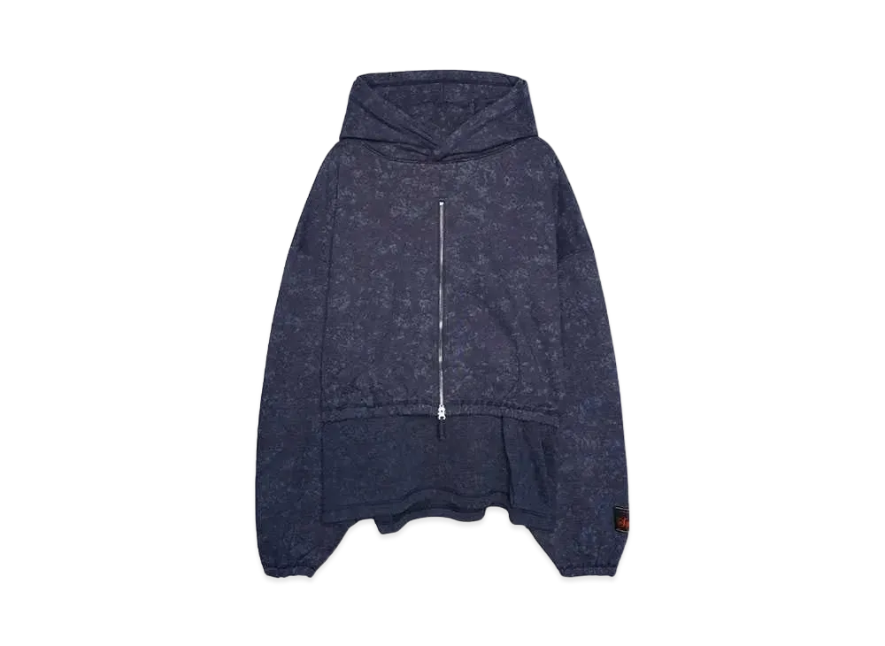 SYUMAN. Layerd double-Hoodie "NAVY"