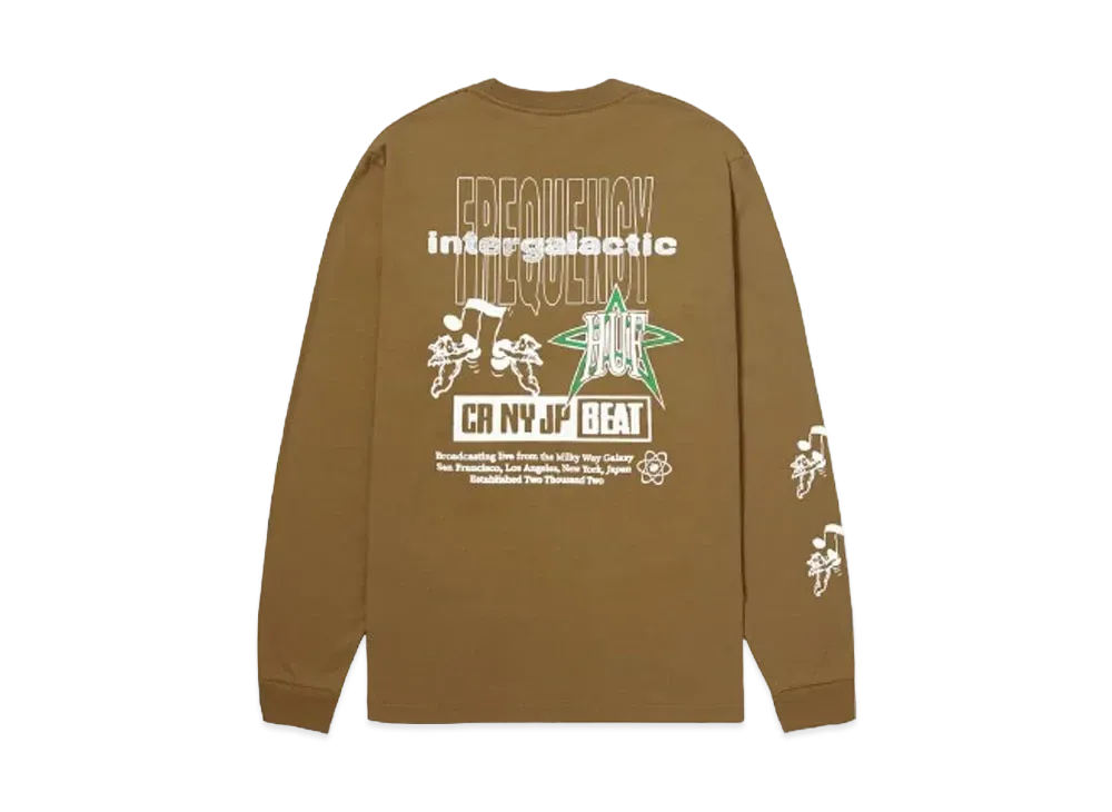 HUF Fall 24 Intergalactic Frequency Long Sleeve Tee "Mud"