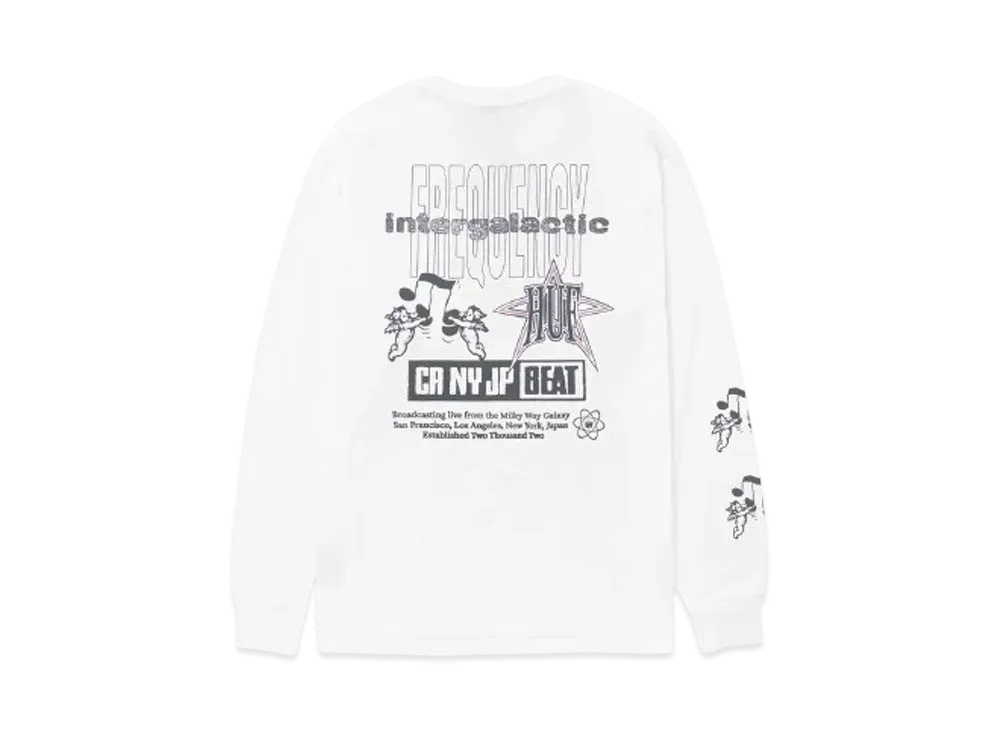 HUF Fall 24 Intergalactic Frequency Long Sleeve Tee "White"