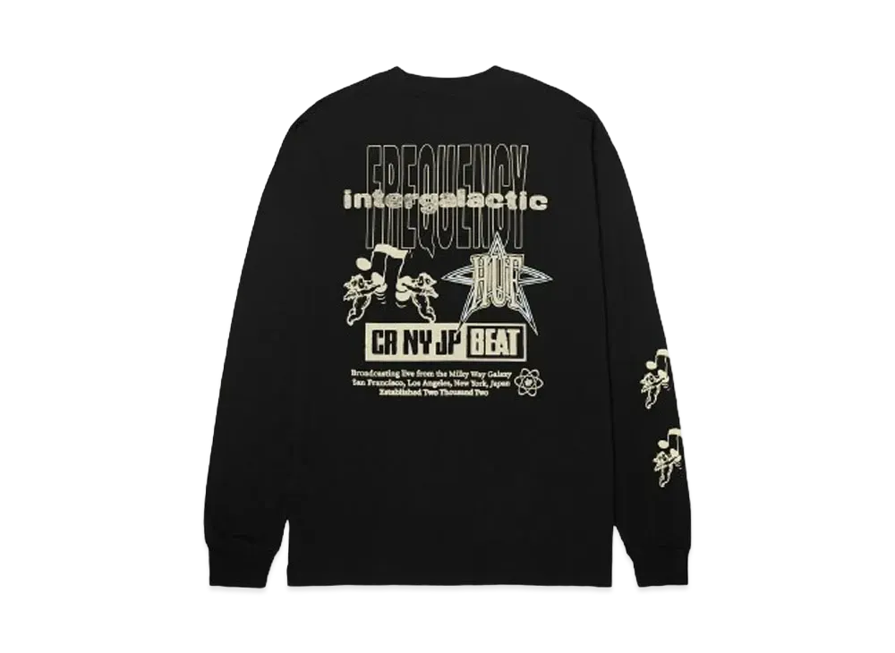 HUF Fall 24 Intergalactic Frequency Long Sleeve Tee "Black"