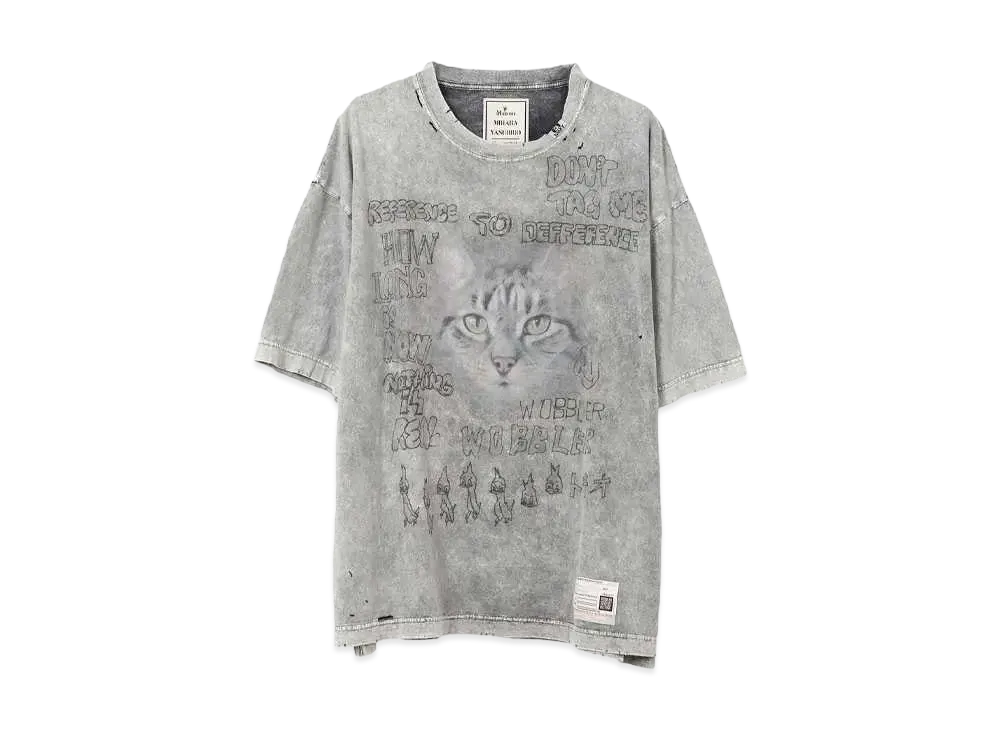 Maison MIHARA YASUHIRO Distressed Cat Print T-Shirt "Gray"