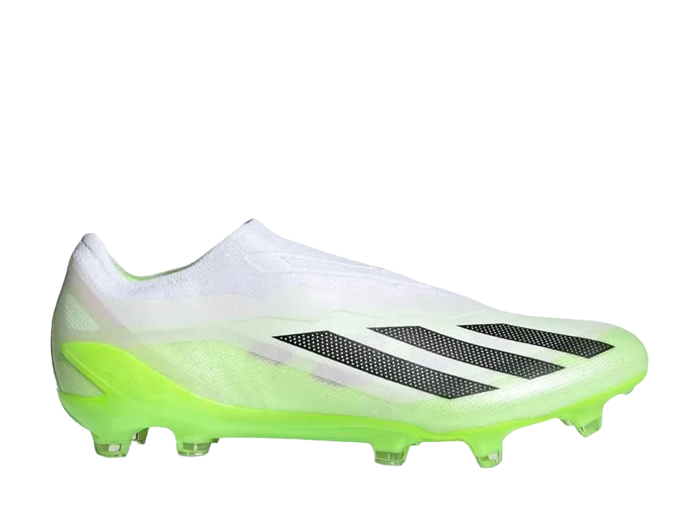 アディダス エックス クレイジーファスト1 レースレス FG "フットウェアホワイト/コアブラック/ルシッドレモン"