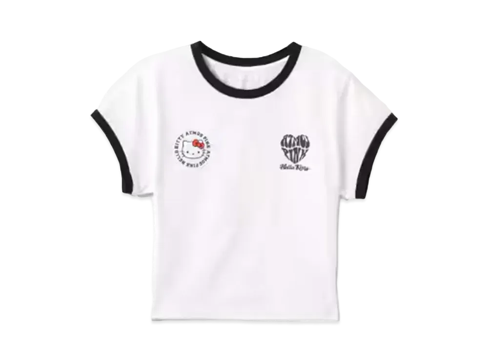 atmos pink x HELLO KITTY Ringer T-shirt "White"