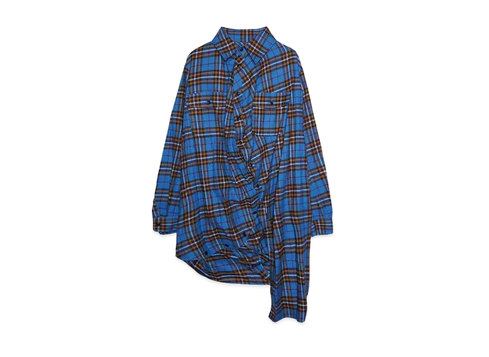ANREALAGE BALL CHECK SHIRT "BLUE"