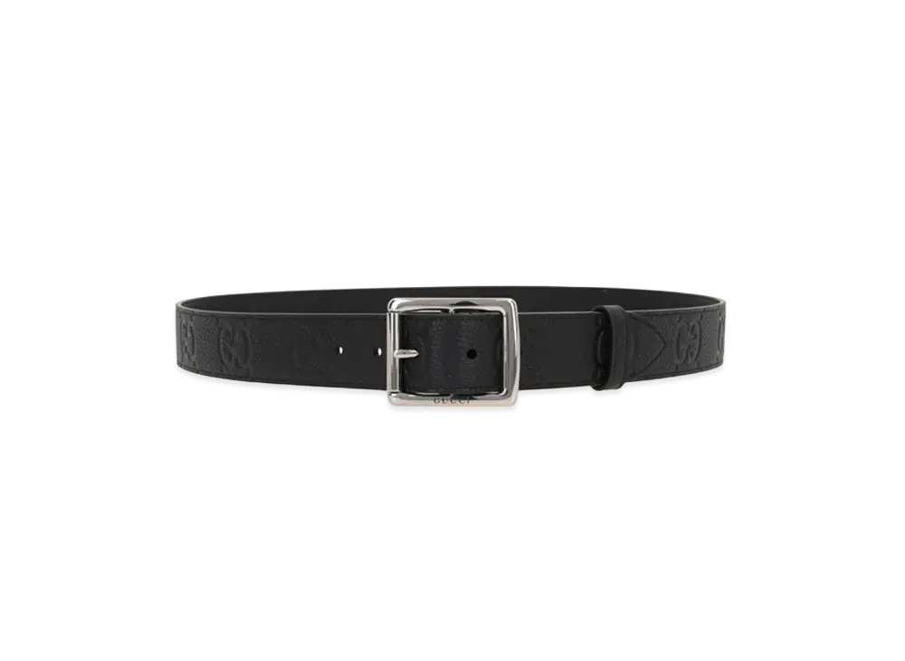 GUCCI GG Rubber Effect Leather Belt "Black"