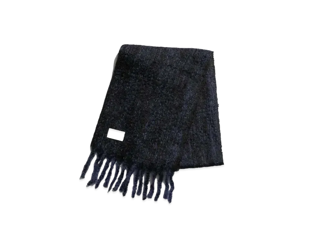 beautiful people Mohair Shaggy Big Fringe Scarf "Blue"