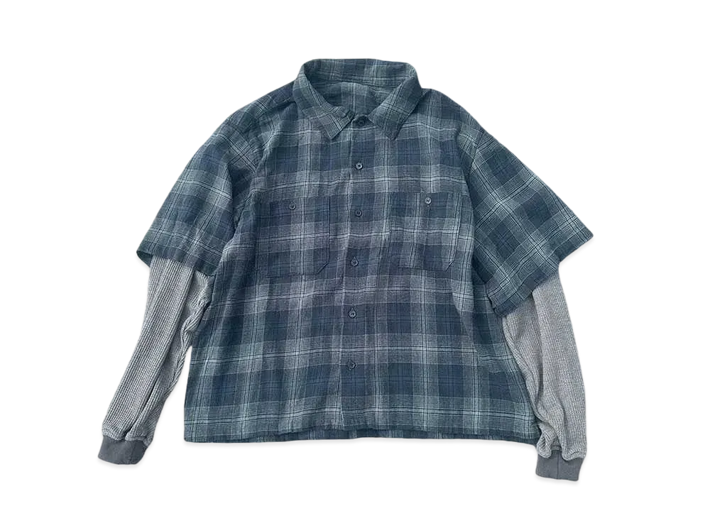 9090 Ombre Shirt Docking L/S Tee "NAVY"