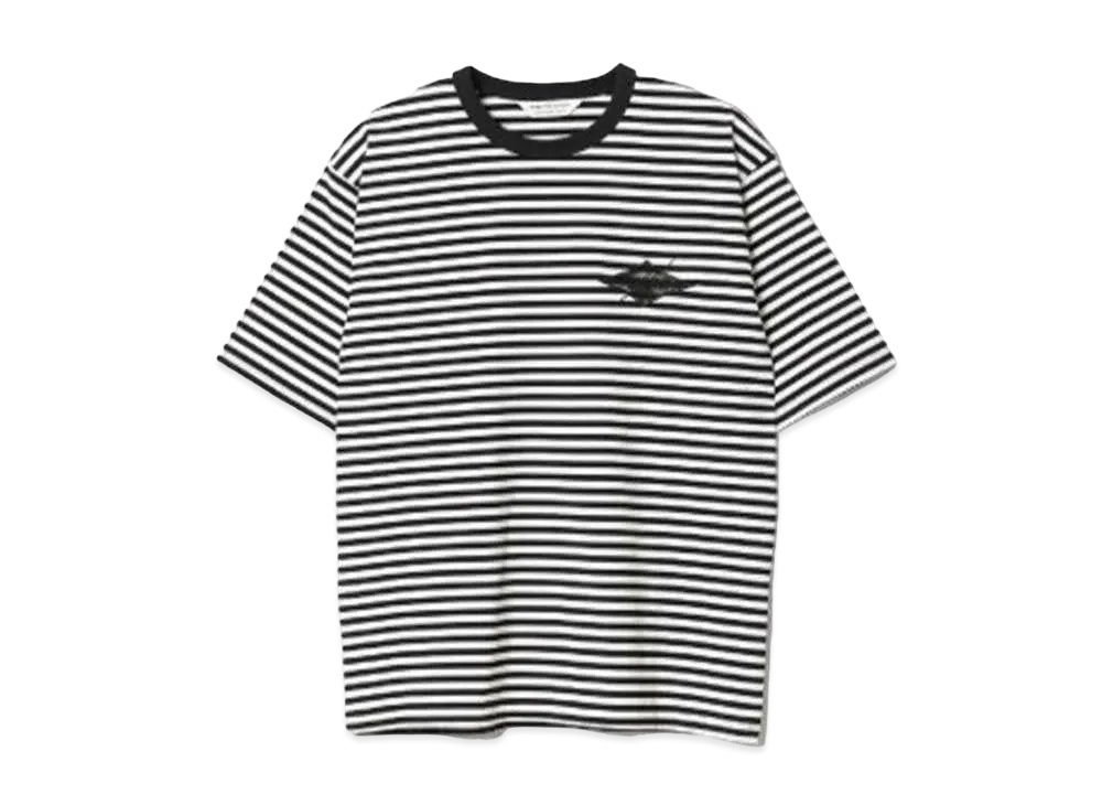 beautiful people Supima Cotton Jersey Surf Emb T-Shirt "Ecru Black"