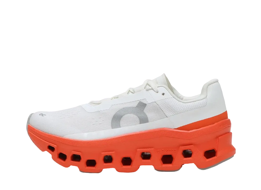 On Women's Cloudmonster "White/Flame"