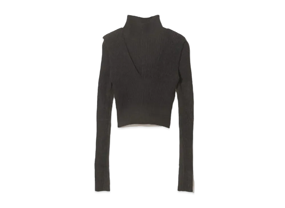 beautiful people Double-End Wool Rib Pullover "Blue Gray"