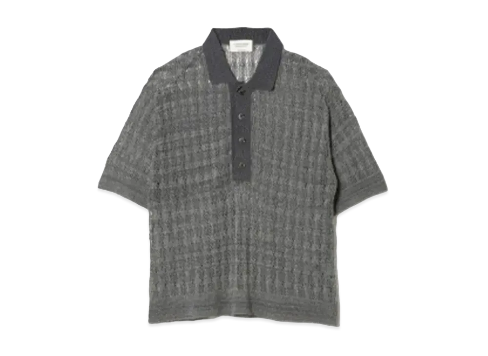 beautiful people Palm Coil Yarn Polo Pullover "Chacoal"