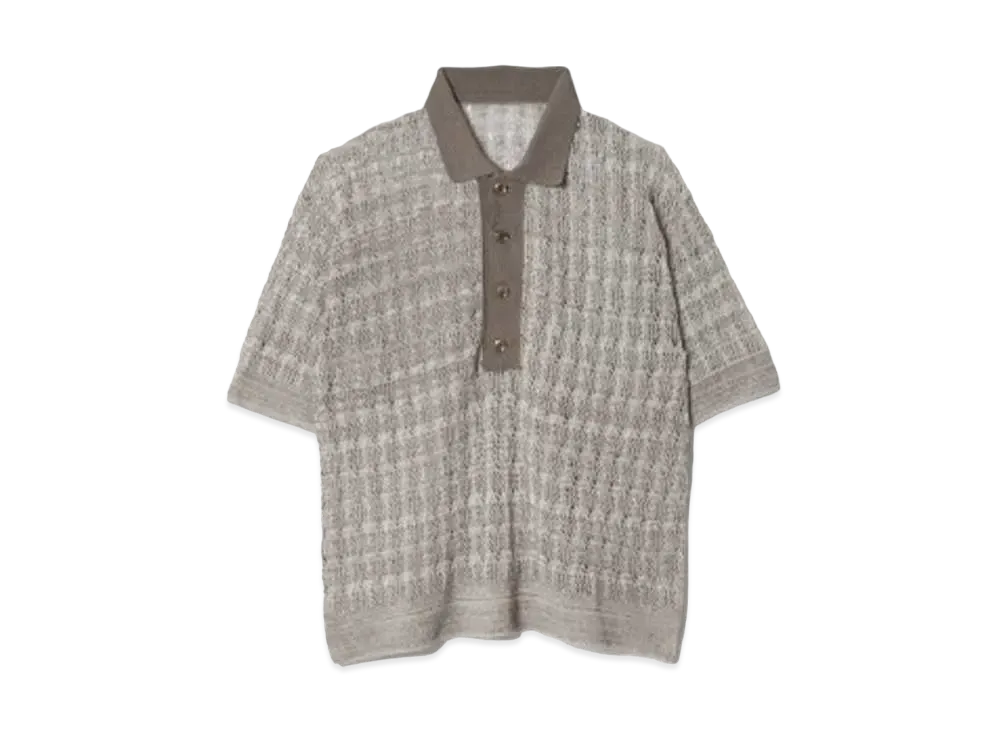 beautiful people Palm Coil Yarn Polo Pullover "Brown"