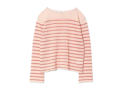 beautiful people Sheer Cotton Mohair Border Pullover "Pink"