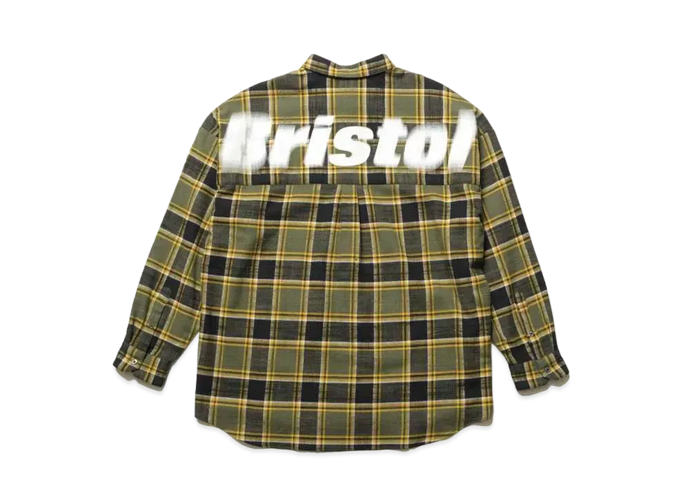 F.C.Real Bristol Flannel Big Logo Baggy Shirt "Khaki"