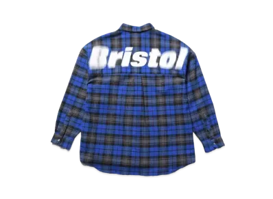 F.C.Real Bristol Flannel Big Logo Baggy Shirt "Blue"