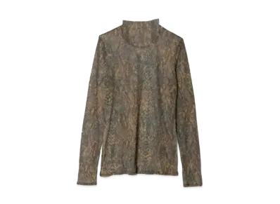 beautiful people Sheer Python Printed Jersey High Neck Top "Brown"