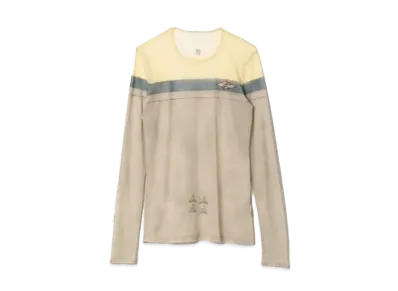 beautiful people Sheer Surf Printed Jersey Crew Neck Top "Olive"